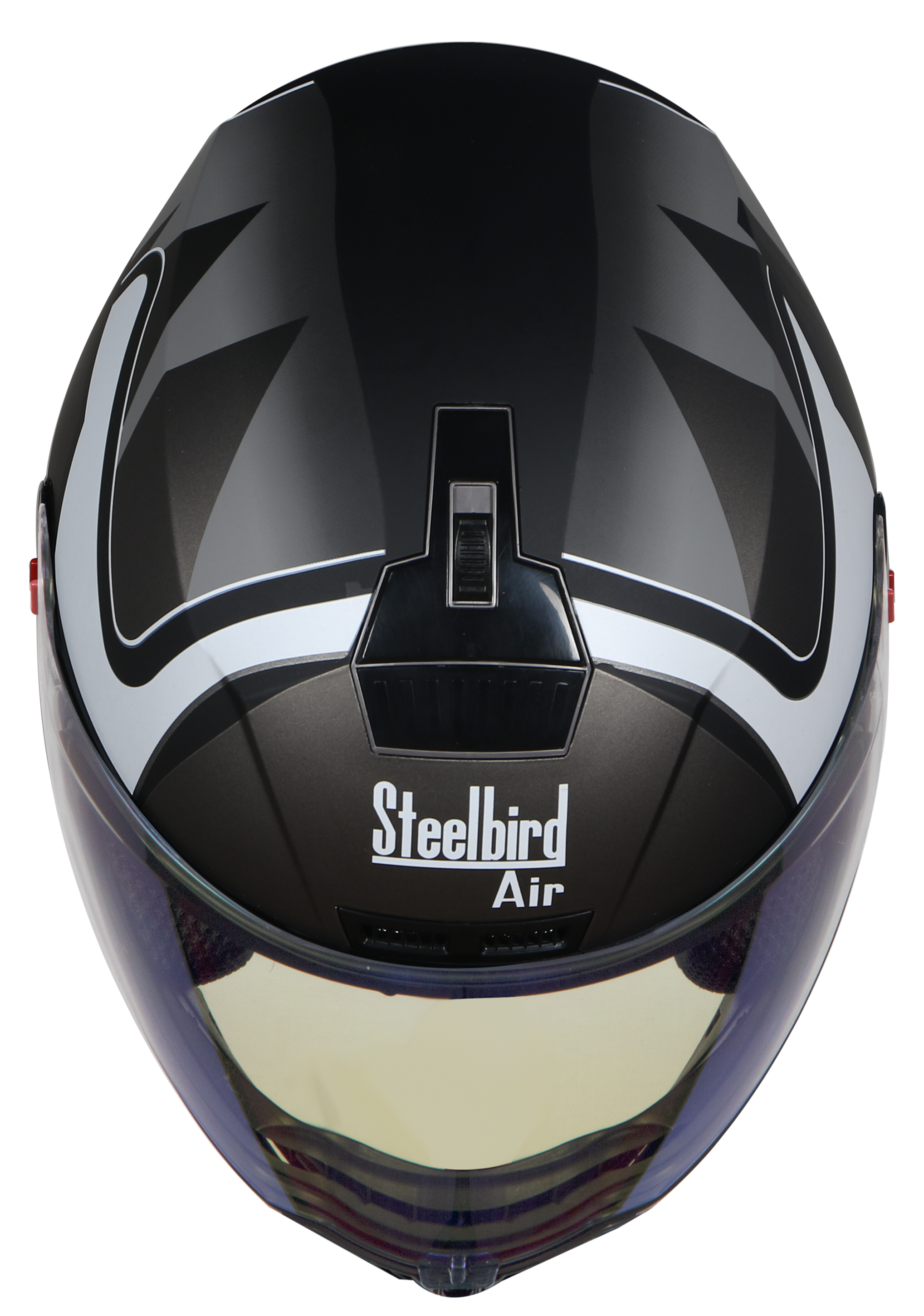 Steelbird SBA-1 Robotics ISI Certified Full-Up Helmet For Men And Women (Matt Black Grey With Night Vision Rainbow Visor)